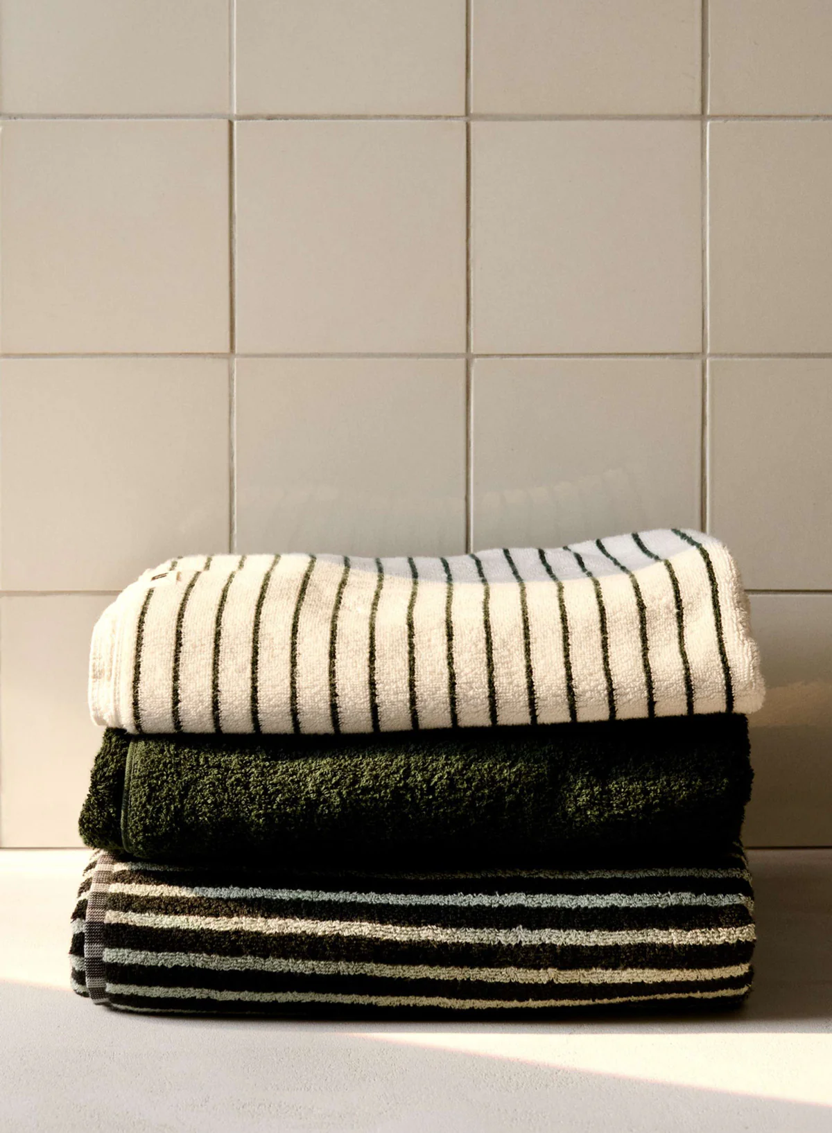 Bath Towel, Teal Green Stripes - Tekla - Image 3