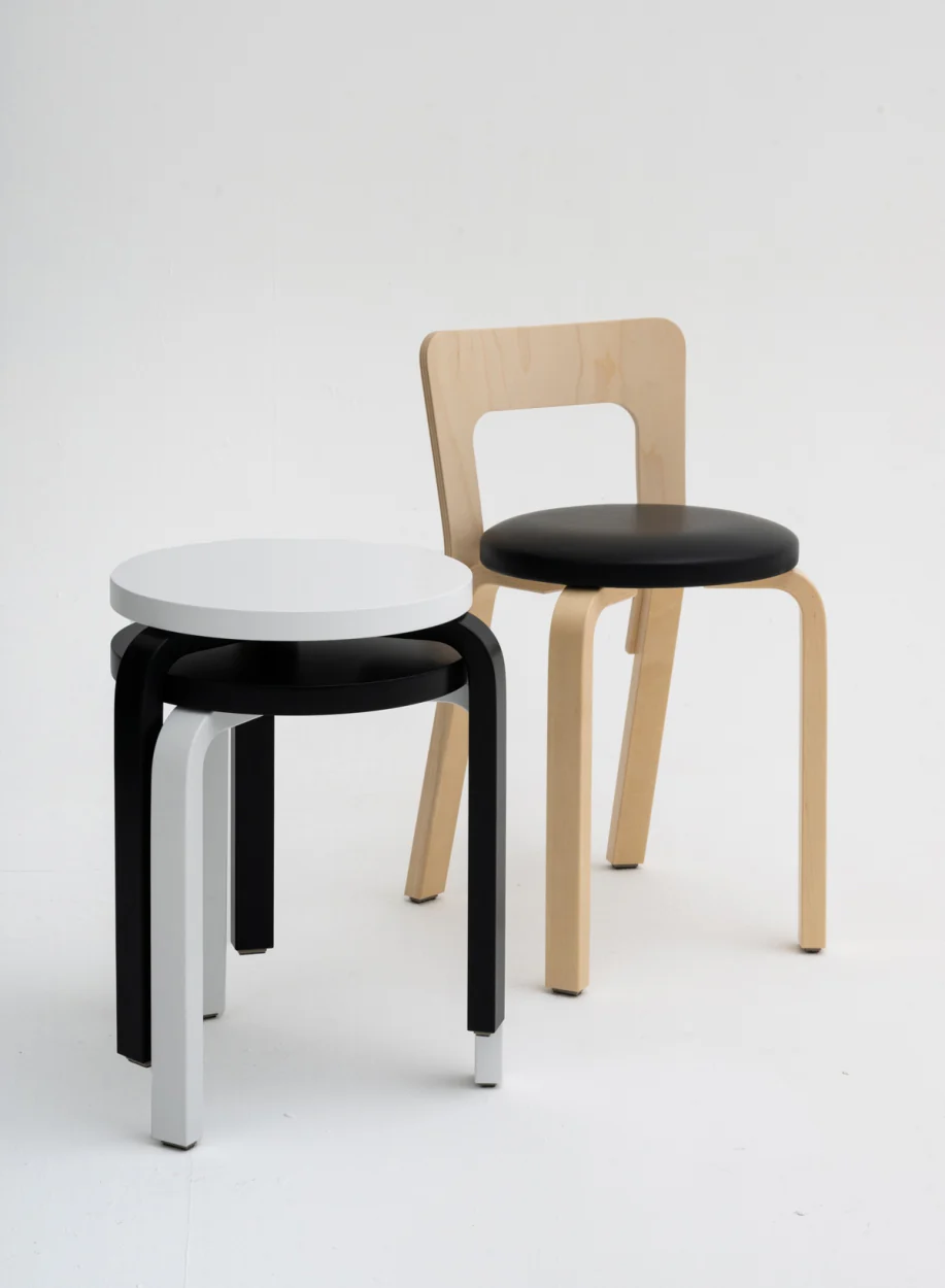 Chair 65, legs birch, seat black - Artek - Image 2
