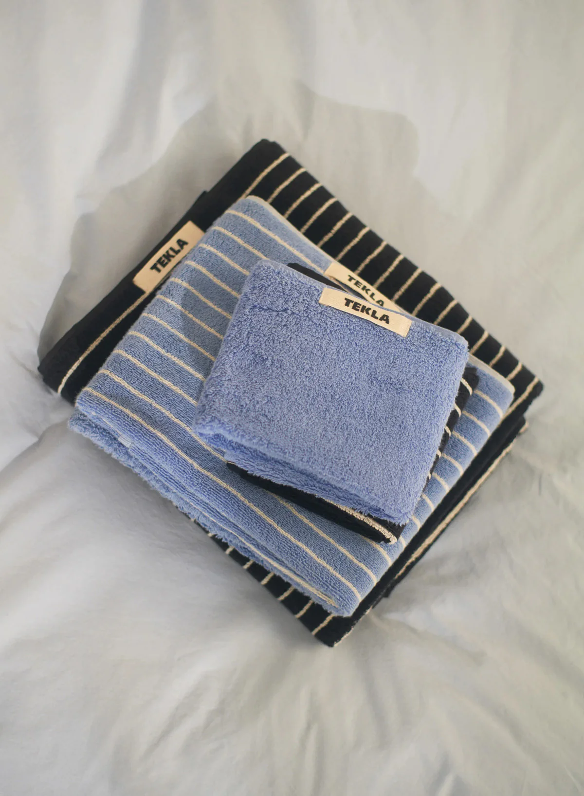 Hand Towel, Clear Blue Stripes - Tekla - Image 4