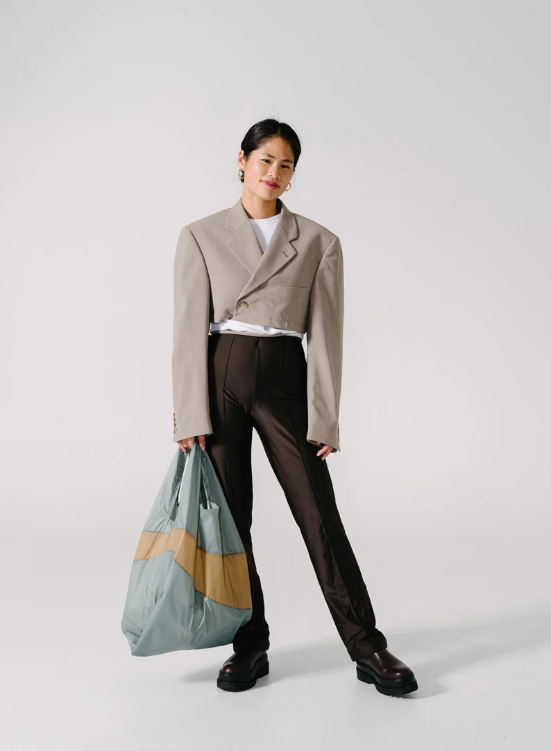 The New Shopping Bag Grey & Camel Large - Image 2
